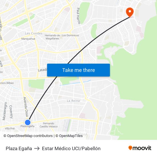 Plaza Egaña to Estar Médico UCI/Pabellón map