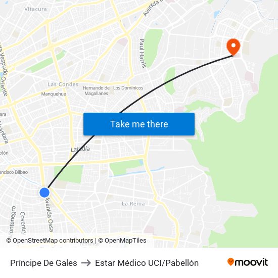 Príncipe De Gales to Estar Médico UCI/Pabellón map