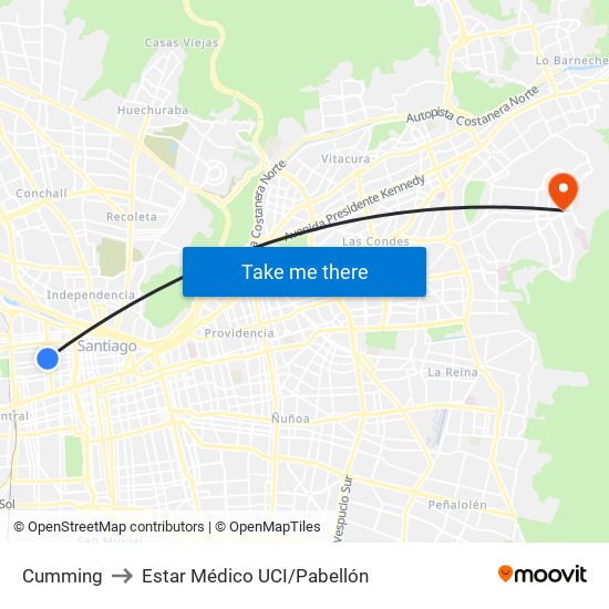 Cumming to Estar Médico UCI/Pabellón map