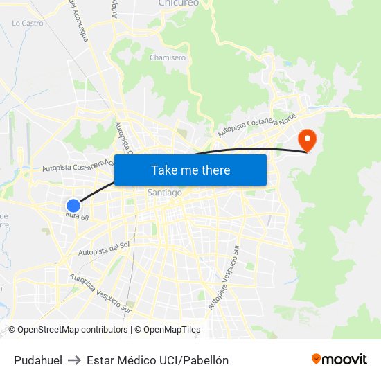 Pudahuel to Estar Médico UCI/Pabellón map