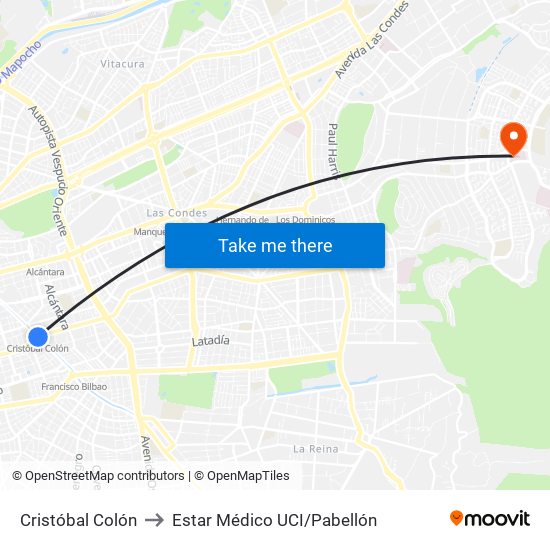 Cristóbal Colón to Estar Médico UCI/Pabellón map