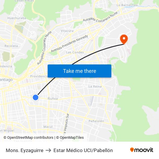 Mons. Eyzaguirre to Estar Médico UCI/Pabellón map
