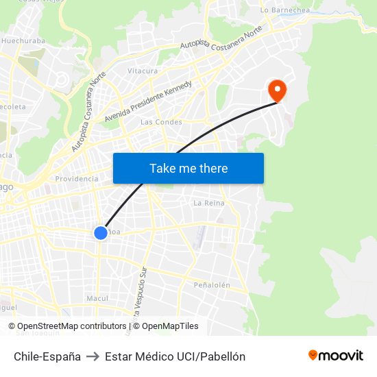 Chile-España to Estar Médico UCI/Pabellón map