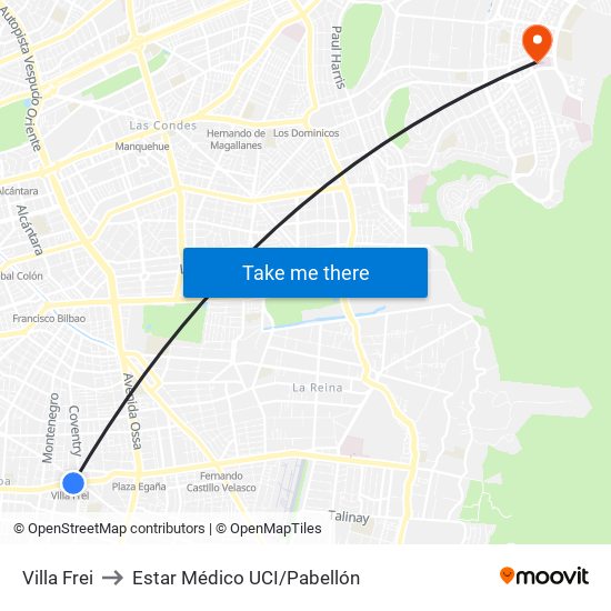 Villa Frei to Estar Médico UCI/Pabellón map