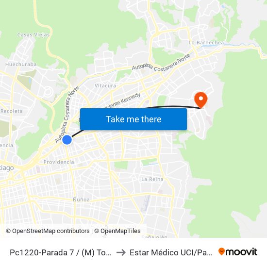 Pc1220-Parada 7 / (M) Tobalaba to Estar Médico UCI/Pabellón map