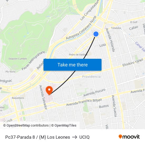 Pc37-Parada 8 / (M) Los Leones to UCIQ map