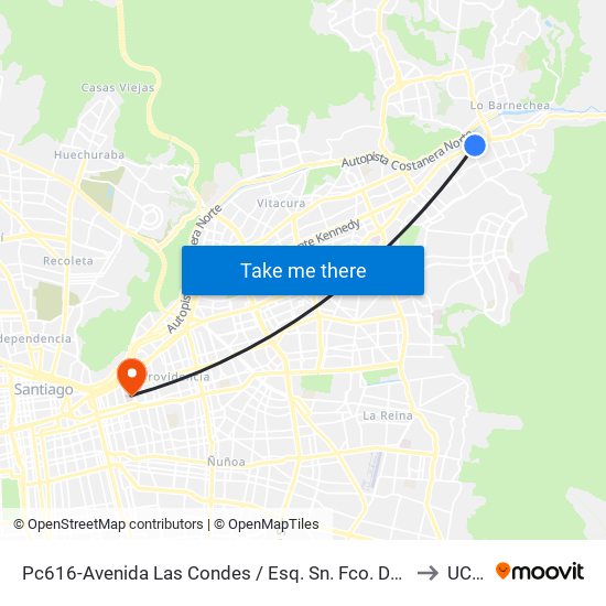 Pc616-Avenida Las Condes / Esq. Sn. Fco. De Asís to UCIQ map