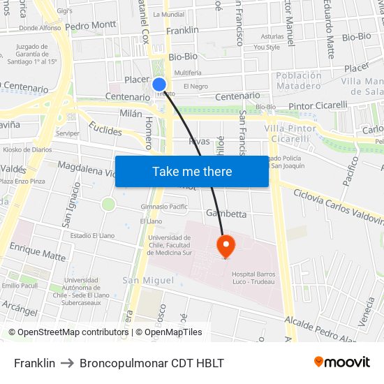 Franklin to Broncopulmonar CDT HBLT map
