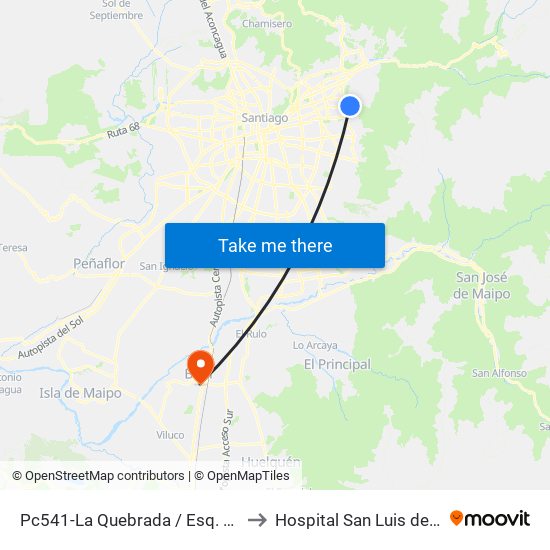 Pc541-La Quebrada / Esq. Av. Paul Harris to Hospital San Luis de Buin-Paine map