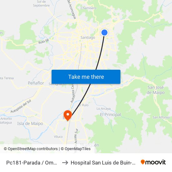 Pc181-Parada / Omnium to Hospital San Luis de Buin-Paine map