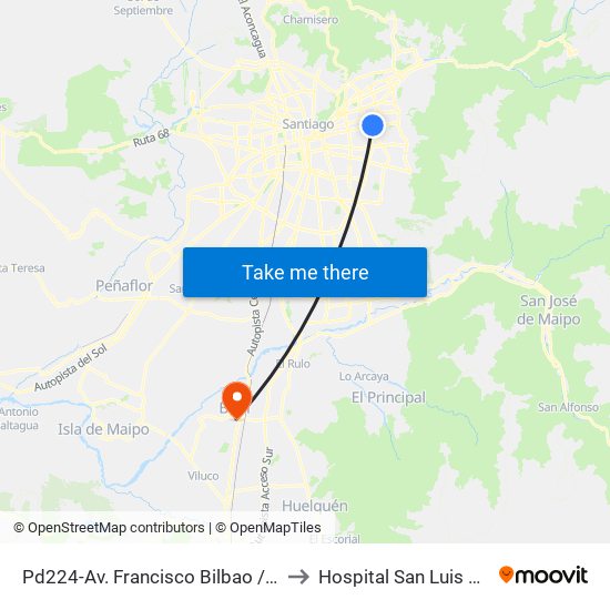 Pd224-Av. Francisco Bilbao / Esq. Av. S. Elcano to Hospital San Luis de Buin-Paine map
