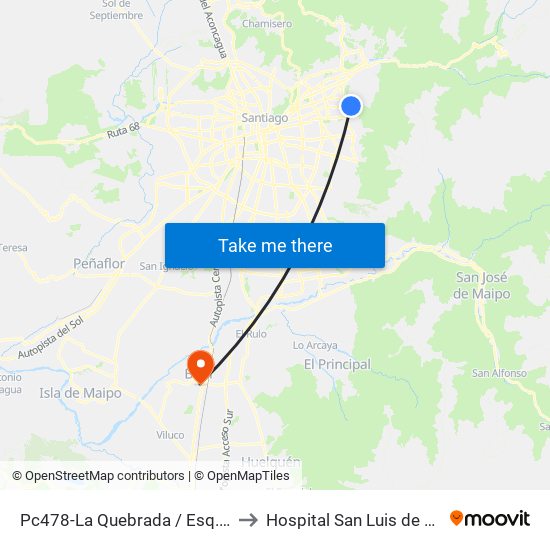 Pc478-La Quebrada / Esq. La Escuela to Hospital San Luis de Buin-Paine map