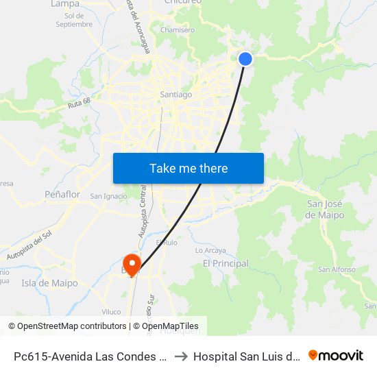 Pc615-Avenida Las Condes / Esq. La Cabaña to Hospital San Luis de Buin-Paine map