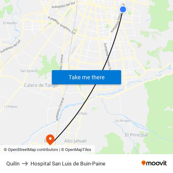 Quilín to Hospital San Luis de Buin-Paine map
