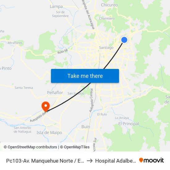 Pc103-Av. Manquehue Norte / Esq. Av. Pdte. Riesco to Hospital Adalberto Steeger map