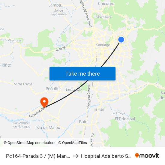 Pc164-Parada 3 / (M) Manquehue to Hospital Adalberto Steeger map