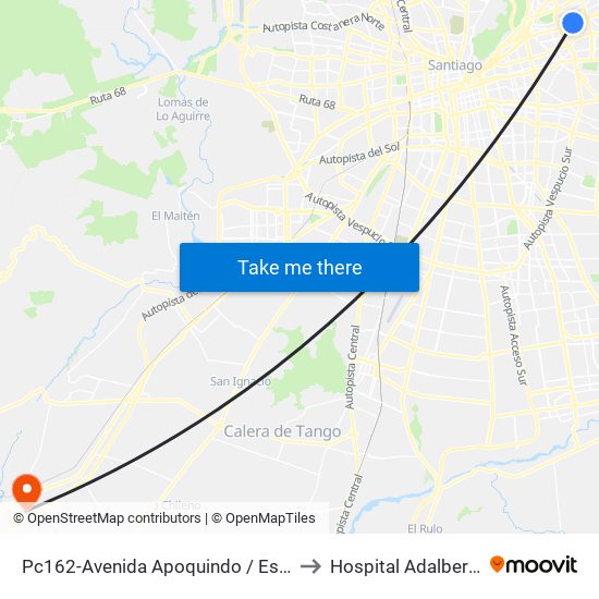 Pc162-Avenida Apoquindo / Esq. Rosa O'Higgins to Hospital Adalberto Steeger map