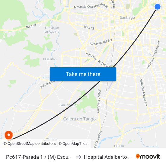 Pc617-Parada 1 / (M) Escuela Militar to Hospital Adalberto Steeger map