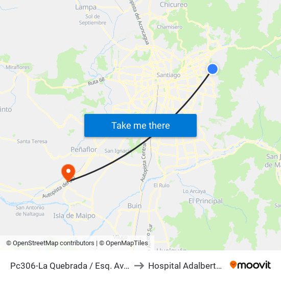 Pc306-La Quebrada / Esq. Avenida La Paz to Hospital Adalberto Steeger map