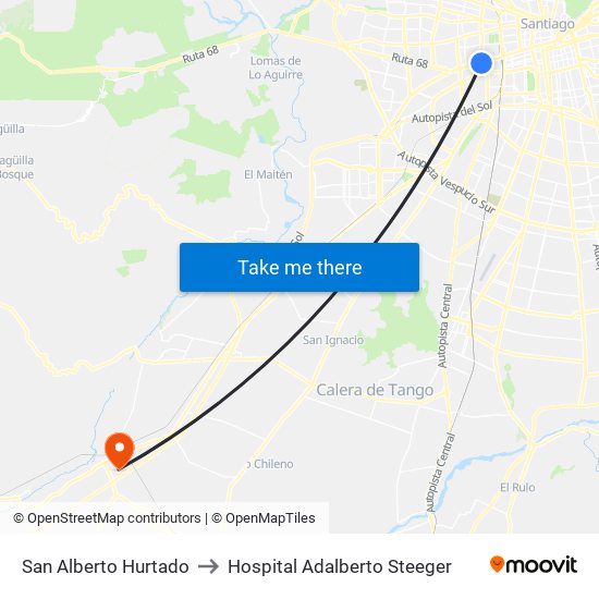 San Alberto Hurtado to Hospital Adalberto Steeger map