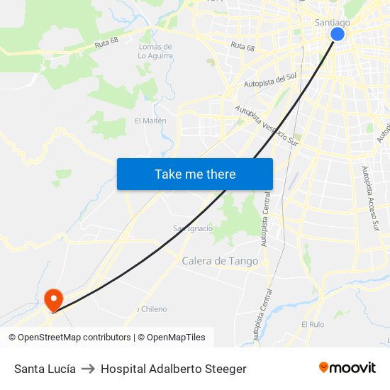 Santa Lucía to Hospital Adalberto Steeger map