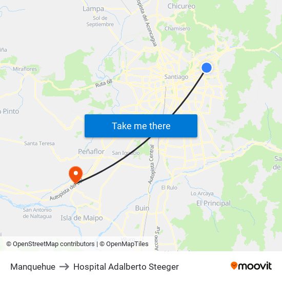 Manquehue to Hospital Adalberto Steeger map