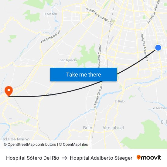 Hospital Sótero Del Río to Hospital Adalberto Steeger map