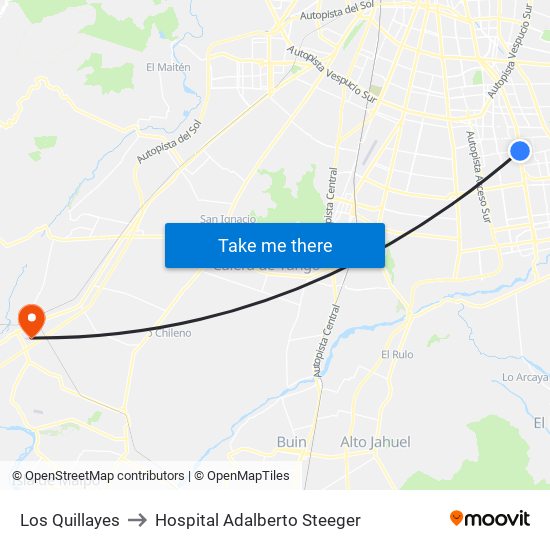 Los Quillayes to Hospital Adalberto Steeger map