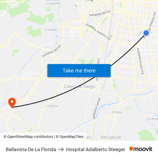 Bellavista De La Florida to Hospital Adalberto Steeger map