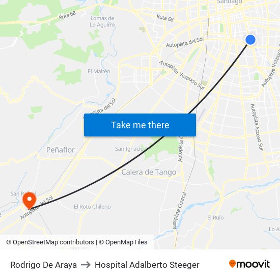 Rodrigo De Araya to Hospital Adalberto Steeger map