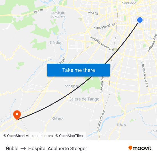 Ñuble to Hospital Adalberto Steeger map