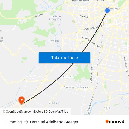 Cumming to Hospital Adalberto Steeger map