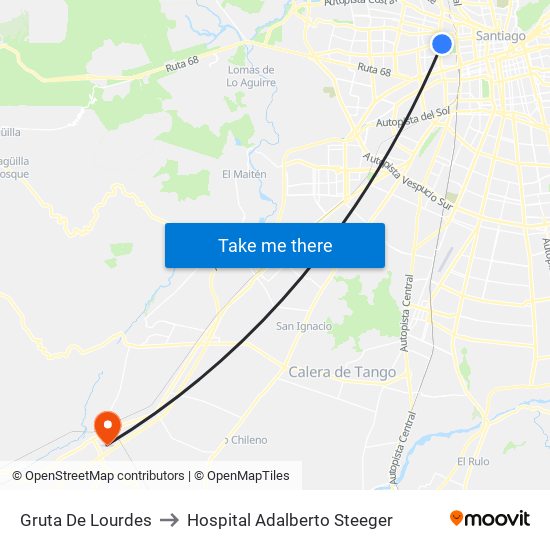 Gruta De Lourdes to Hospital Adalberto Steeger map