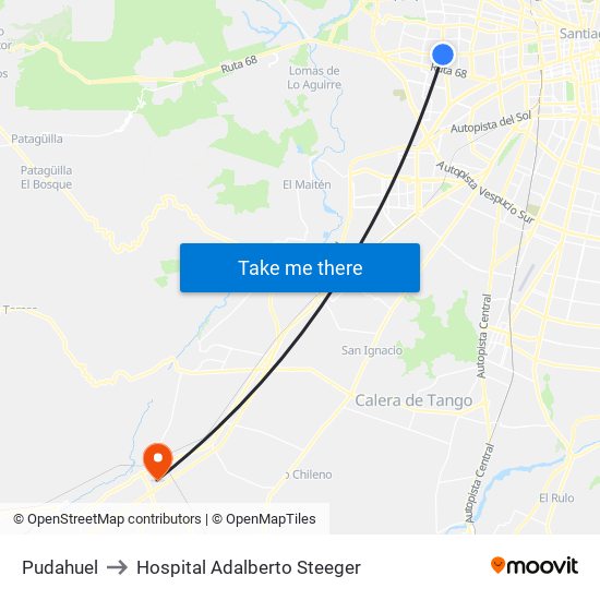 Pudahuel to Hospital Adalberto Steeger map