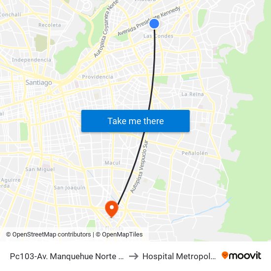 Pc103-Av. Manquehue Norte / Esq. Av. Pdte. Riesco to Hospital Metropolitano La Florida map