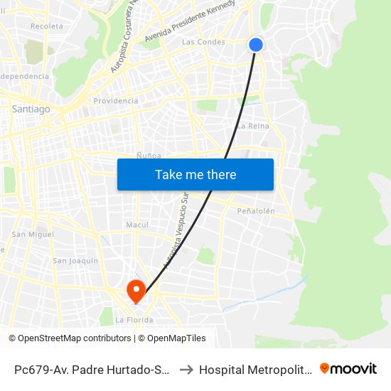 Pc679-Av. Padre Hurtado-Sur / Esq. Patagonia to Hospital Metropolitano La Florida map