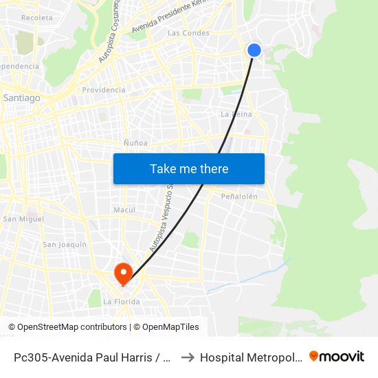 Pc305-Avenida Paul Harris / Esq. Av. Cristóbal Colón to Hospital Metropolitano La Florida map