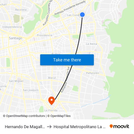 Hernando De Magallanes to Hospital Metropolitano La Florida map