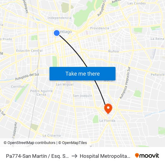 Pa774-San Martín / Esq. Santo Domingo to Hospital Metropolitano La Florida map