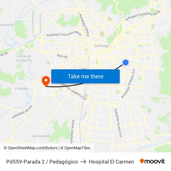Pd559-Parada 2 / Pedagógico to Hospital El Carmen map