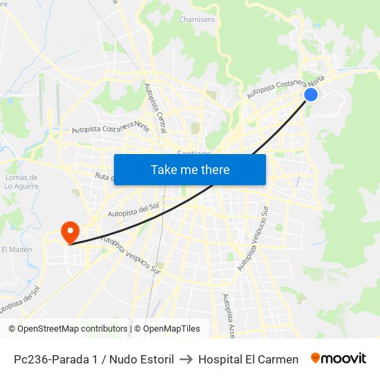 Pc236-Parada 1 / Nudo Estoril to Hospital El Carmen map