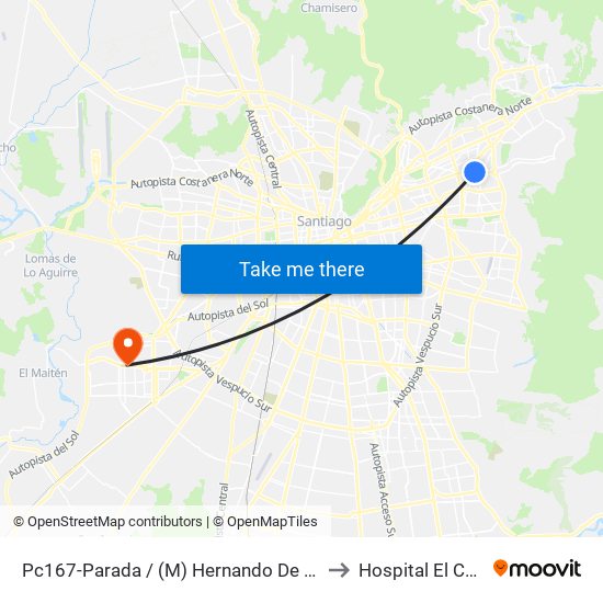 Pc167-Parada / (M) Hernando De Magallanes to Hospital El Carmen map