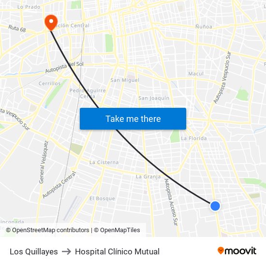 Los Quillayes to Hospital Clínico Mutual map
