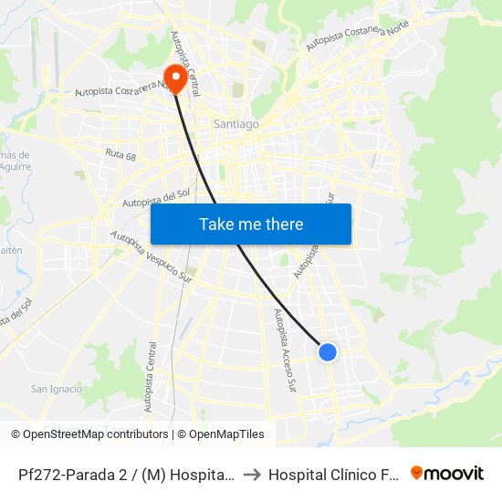 Pf272-Parada 2 / (M) Hospital Sótero Del Río to Hospital Clínico Félix Bulnes map