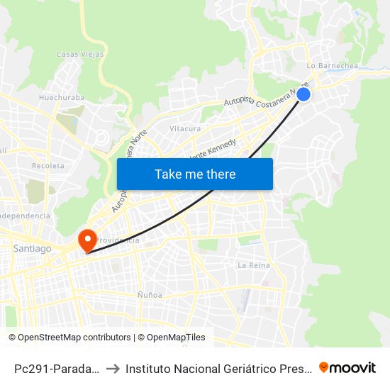 Pc291-Parada 4 / Cantagallo to Instituto Nacional Geriátrico Presidente Eduardo Frei Montalva map