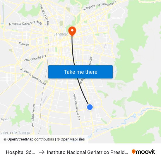Hospital Sótero Del Río to Instituto Nacional Geriátrico Presidente Eduardo Frei Montalva map