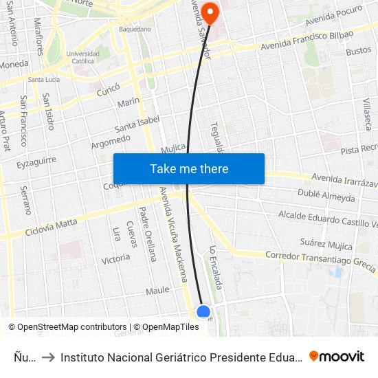 Ñuble to Instituto Nacional Geriátrico Presidente Eduardo Frei Montalva map