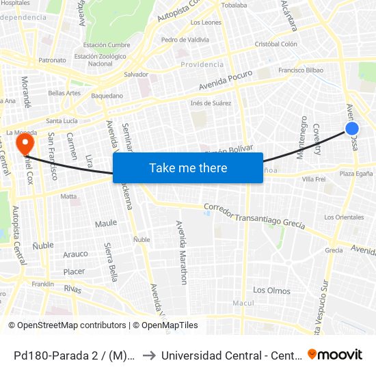 Pd180-Parada 2 / (M) Simón Bolívar to Universidad Central - Centro De Extensión map