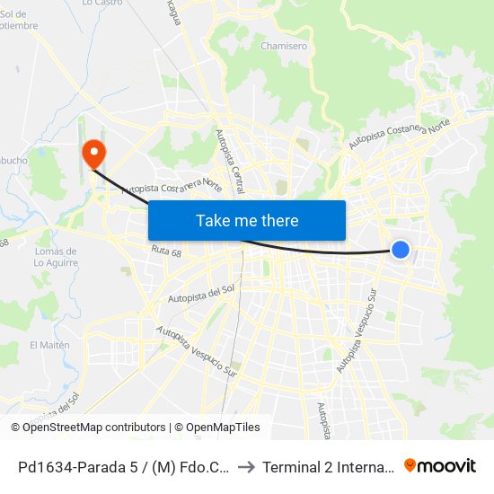 Pd1634-Parada 5 / (M) Fdo.Castillo V. to Terminal 2 Internacional map