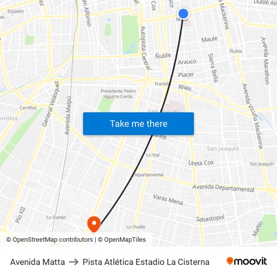 Avenida Matta to Pista Atlética Estadio La Cisterna map